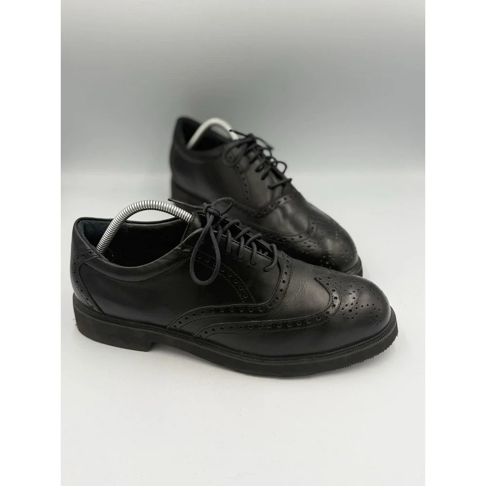 Rockport Leather Brogue Dress Shoes Men's Size 10M Black Lace Up Cushion Casual